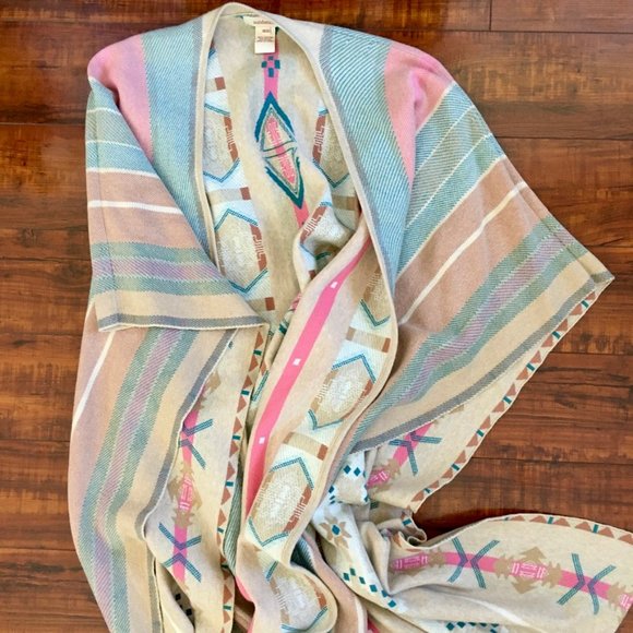 Cordillera Woven Patterned Cotton Ruana Open Poncho Cardigan - Picture 10 of 10